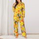 thumbnail image 2 of Fotbe Honeycombs Conjunto de Pijama de Manga Larga para Mujer con Estampado, Ropa de Dormir de 2 Piezas, Conjunto de Casa Suave y Cómodo con Bolsillos-Small, 2 of 7