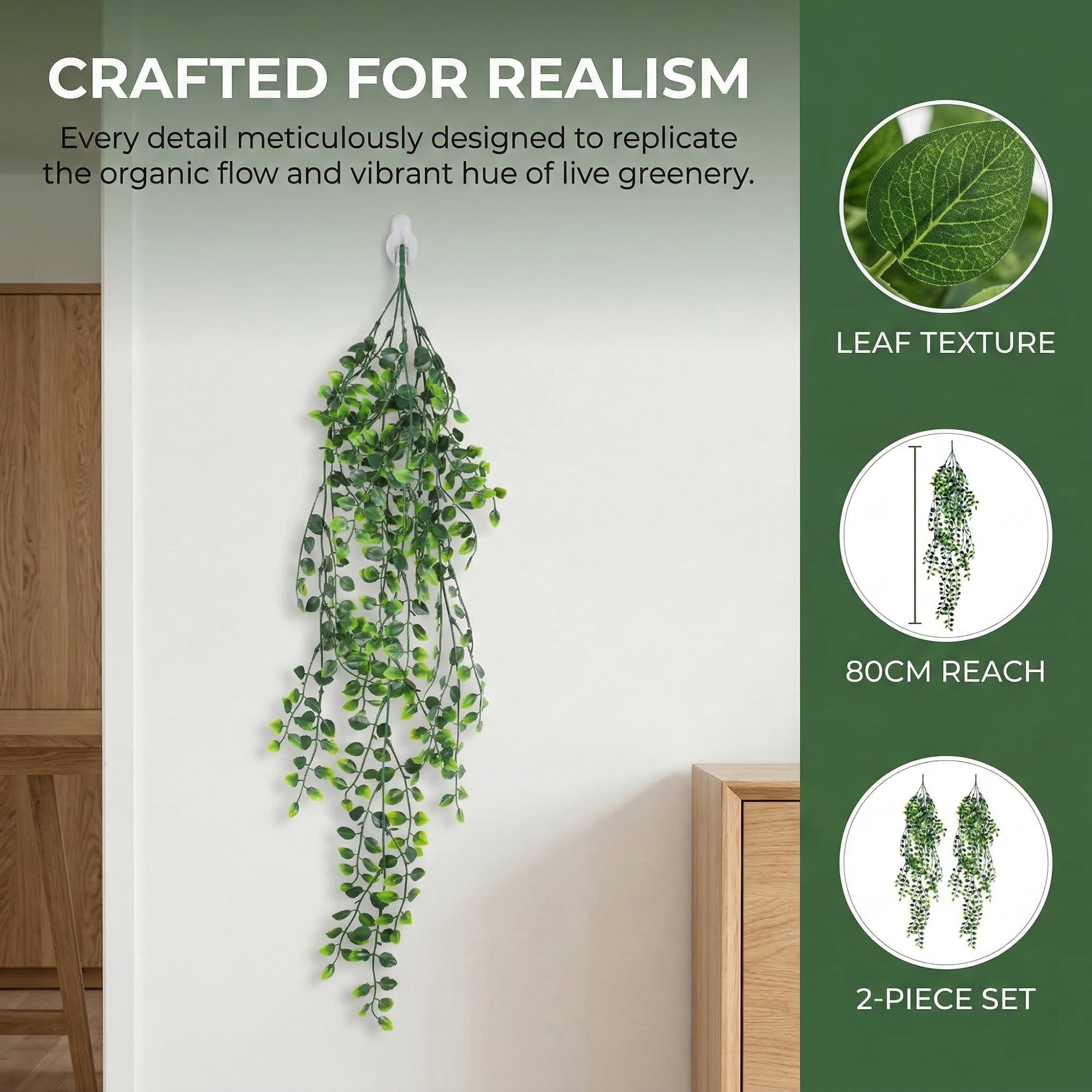 Unique Bargains Artificial Hanging Plants Faux Eucalyptus for Decor Five-Pronged Ivy