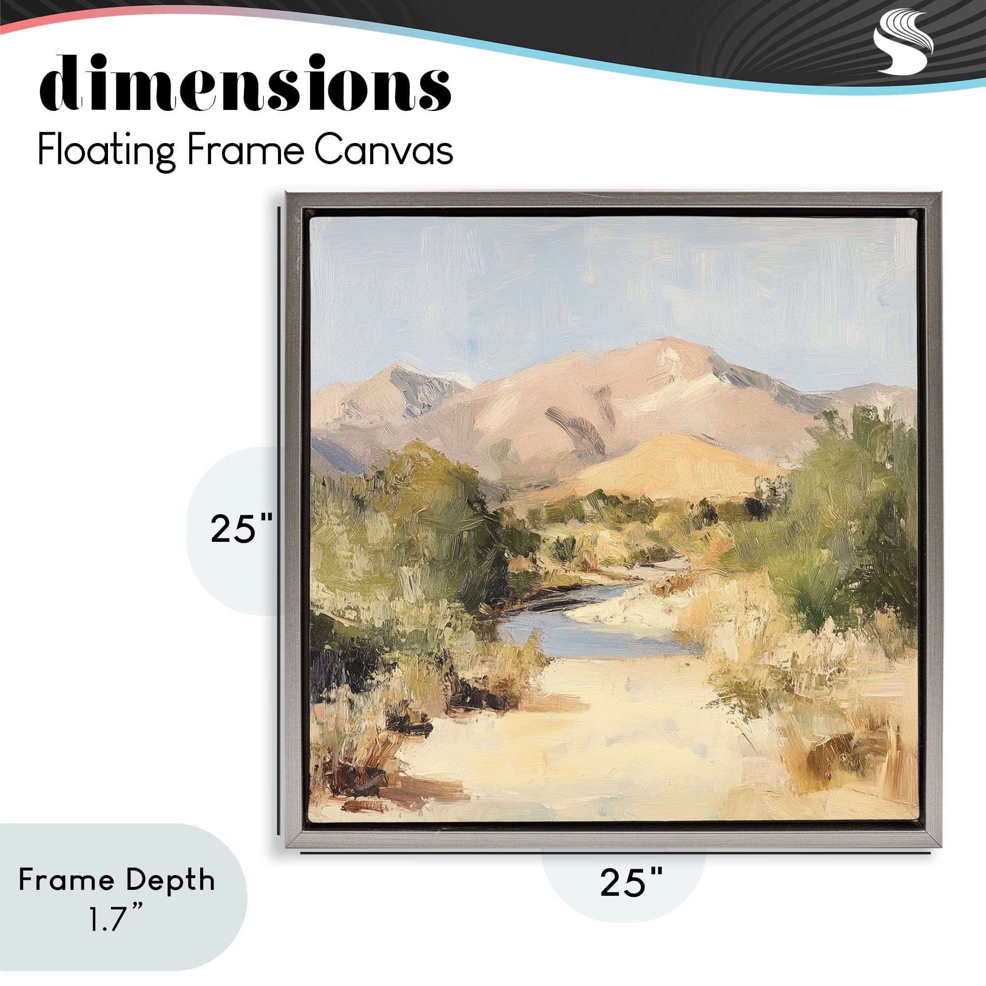 Stupell Industries Beige Desert Mountain Stream Gray Framed Floater Canvas Wall Art, design by Petal Prints Design