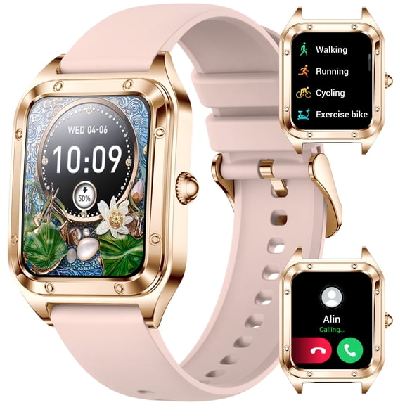 XAXRE I98 Smart Watch for Women 1.57’’ HD Screen Sports Smart Watches Make/Answer Call 21 Sports Modes Outdoor Smartwatch with Pedometer Compatible with iOS Android, Pink, 1pc