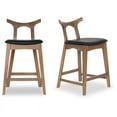thumbnail image 3 of Crotone Mid-Century Modern Square Faux Leather Counter Stool in Black, 3 of 3