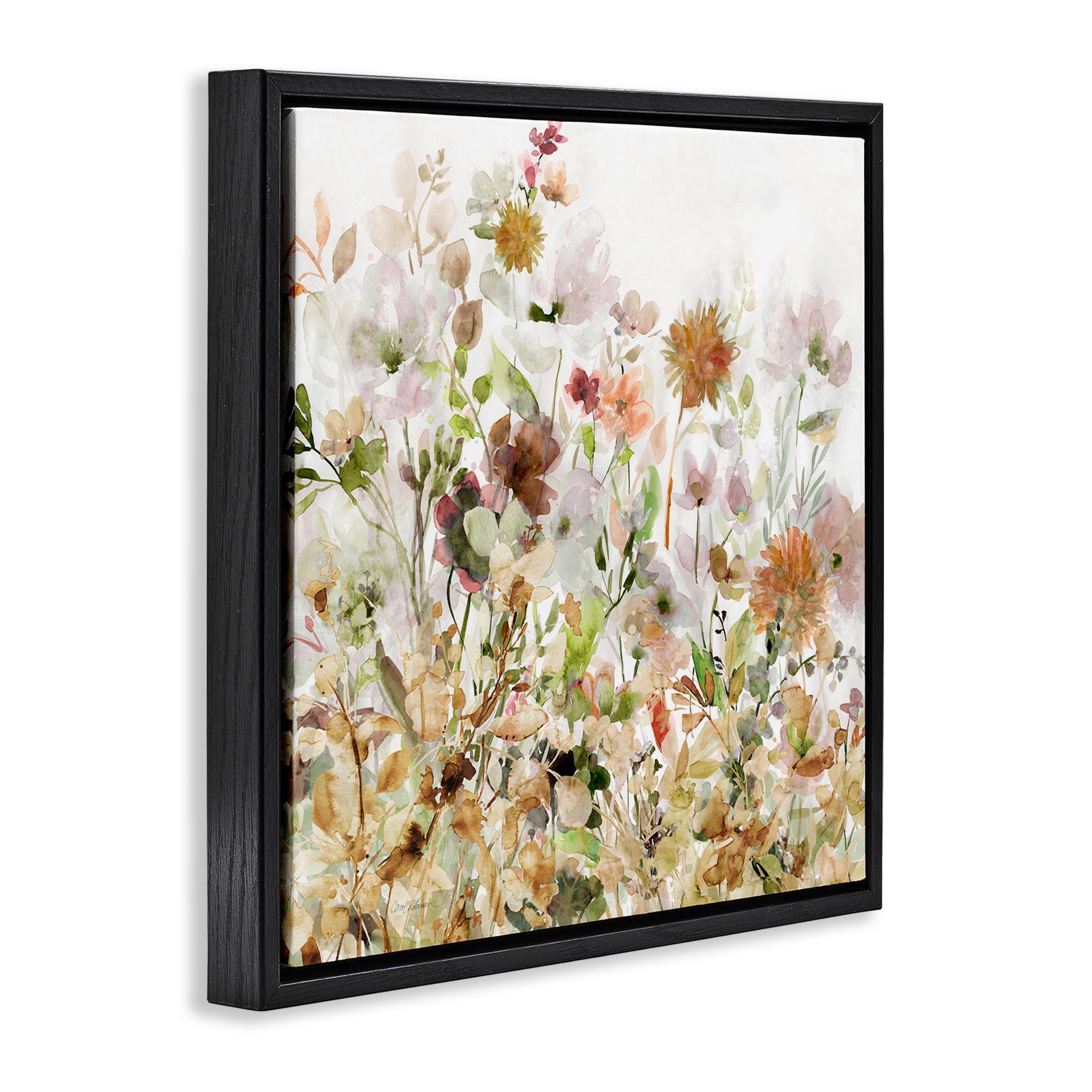 Stupell Industries Mixed Garden Florals Botanical & Floral Painting Black Floater Framed Art Print Wall Art, 18 x 18