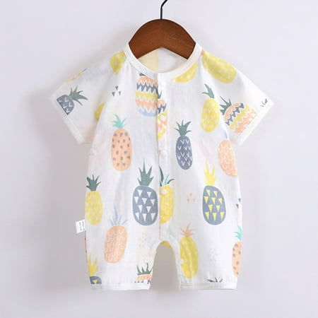 

Hunpta Summer Outfit Newborn Infant Baby Girls Boys Cotton Linen Button Cartoon Dinosaur Floral Kimono Romper Jumpsuit Short Sleeve Playsuit Clothes
