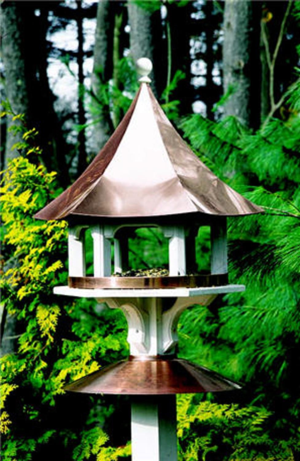 25" Outdoor Enchanted Polished Copper Carousel Garden Bird Feeder