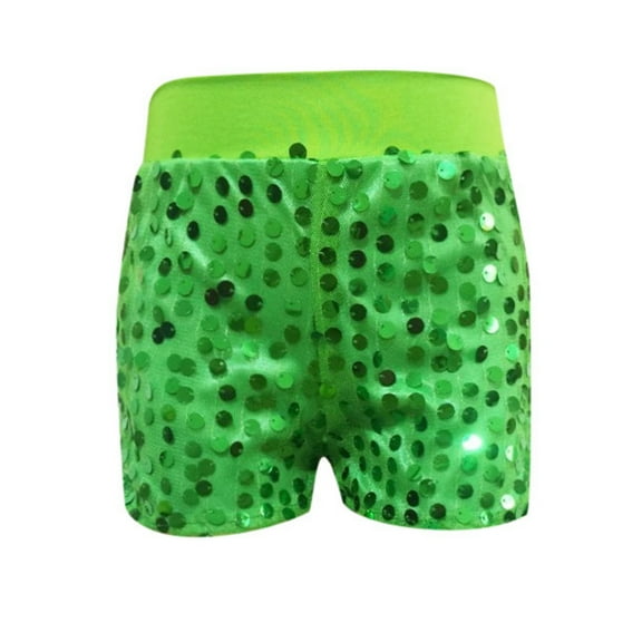 MEZZALL Slim Fit Stretch Sequin Shorts For Boys Girls Relaxed Fit Toddler Dailywear, Green, 2-5years