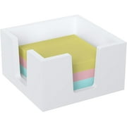 Acrylic Sticky Note Holder, Self-Stick Note Pad Holder W/O Pads - Note Dispenser Memo Pad Holder Desk Organizer for School Office Home (3''x3'' White)
