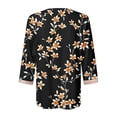 thumbnail image 5 of CYMMPU Flower Printed 3/4 Sleeve Tunic Tops Boho Blouses for Women Dressy Casual Lace V Neck Spring Tops Fall Trendy Shirts Loose Fit Business Elegant Work Tops T-Shirts Black XXL, 5 of 5