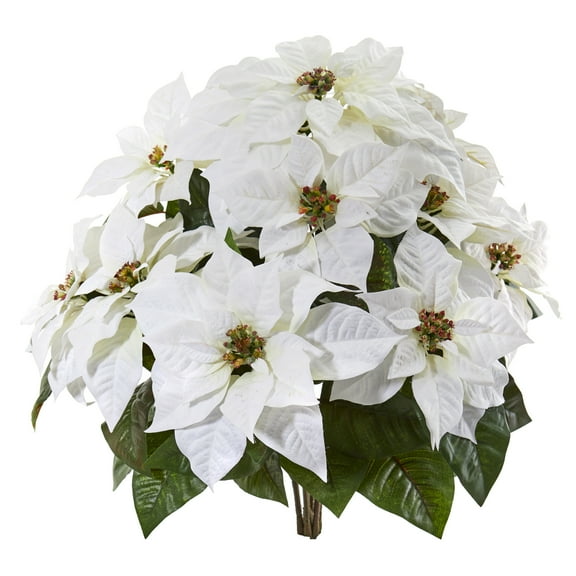 Nearly Natural 24in. Poinsettia Artificial Plant (Set of 2), White