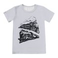 thumbnail image 3 of XUELUO Toddler Boys Casual Outfit Sets Summer Train Print Crew Neck Short Sleeve T Shirt Tops And Shorts 2 Piece Holiday Wear,Gray,3-4 Years, 3 of 4