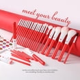 thumbnail image 4 of Docolor 32-Piece Red Kabuki Makeup Brush Set for Face, Eyes, and Brows, 4 of 18