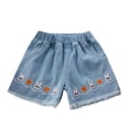 thumbnail image 2 of ITSAME Girls Denim Shorts, with Pockets Cute Embroidery Elastic Waist Summer Casual Comfortable Jean Shorts Blue 5T, 2 of 4