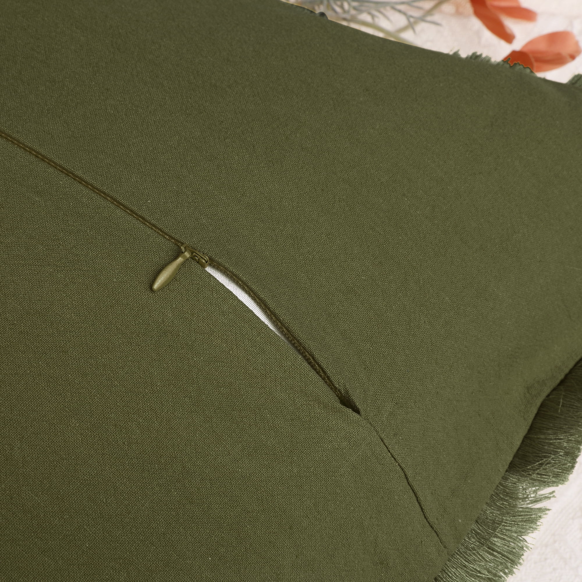 Unique Bargains 4 Pcs Cotton Throw Pillow Cover with Tassel Trim for Home Decor Green/Gray 18" x 18"