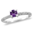 thumbnail image 1 of 14K Yellow Gold Diamond Natural Amethyst Solitaire Engagement Ring Round 4 mm, size 5, 1 of 1