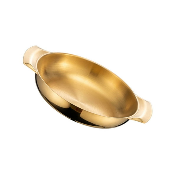 HINTRMENT 1Pack Stainless Steel Cooking Pot For Cooking And Hot Pot 8.3x6.3x1.4in Golden Double Handle