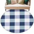 thumbnail image 2 of Navy Blue Plaid Round Area Rug 7 FT, Non Slip Living Room Area Carpet, Spring Farmhouse Buffalo Checkered Washable Soft Circular Rug Non-Shedding Floor Carpet for Bedside Office Play Room Classroom, 2 of 9
