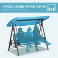 thumbnail image 6 of Outsunny 3-Seat Outdoor Patio Swing with Adjustable Tilt Canopy, Cushions, Pillow, Steel Frame, Side Tray, Cup Holder, Blue, 6 of 9