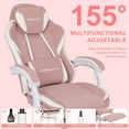 thumbnail image 5 of Misolant Gaming Chair, Fabric Gamer Chair with footrest for Adults, High Back Ergonomic Computer Game Chair with Adjustable Headrest and Massage Lumbar Support, 90-155° Recline Free, Pink, 5 of 12