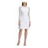 TOMMY HILFIGER Womens White Long Sleeve Above The Knee Shift Party Dress 10