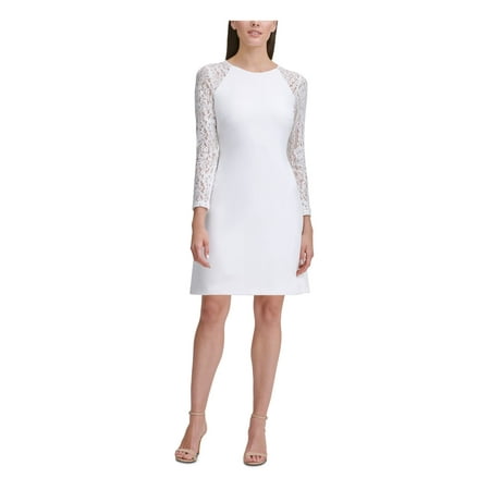 TOMMY HILFIGER Womens White Long Sleeve Above The Knee Shift Party Dress 10