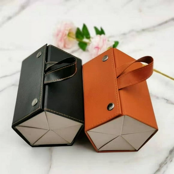 Organizador de gafas de sol Maletín de viaje 5 ranuras | Gafas enrollables plegables para guardar varias gafas, cuero sintético, ahorador portátil para colgar, lentes de protección, negra