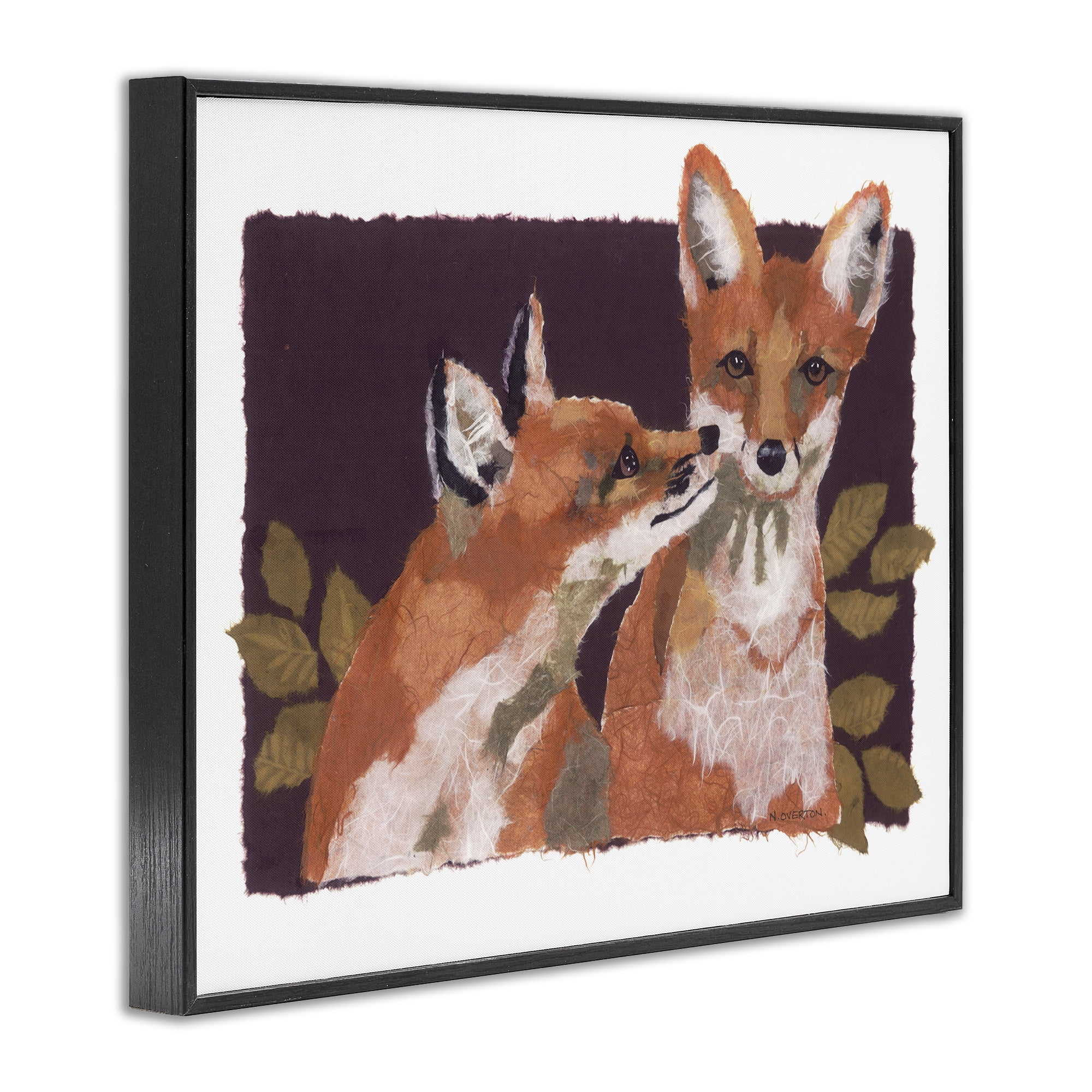 Stupell Industries Woodland Foxes & Leaves Animals & Insects Painting Black Framed Art Print Wall Art, 14 x 11