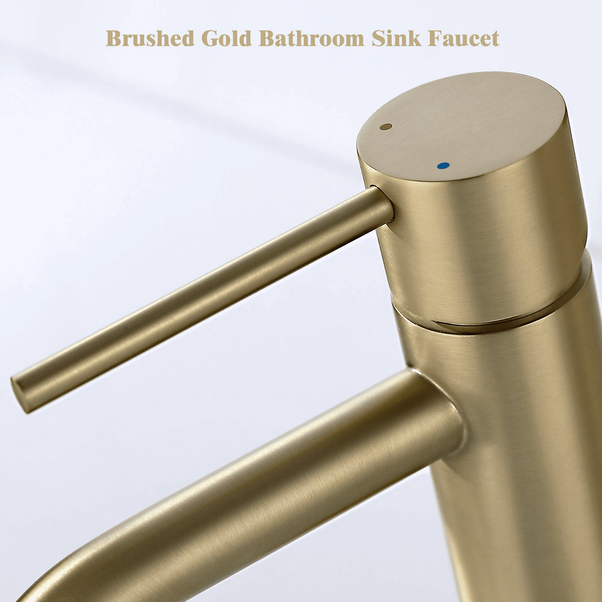 Adorer Brushed Gold Bathroom Faucet, Single Handle Brass Sink Faucet Bathroom Single Hole with Pop Up Sink Drain Assembly and Water Faucet Supply Lines
