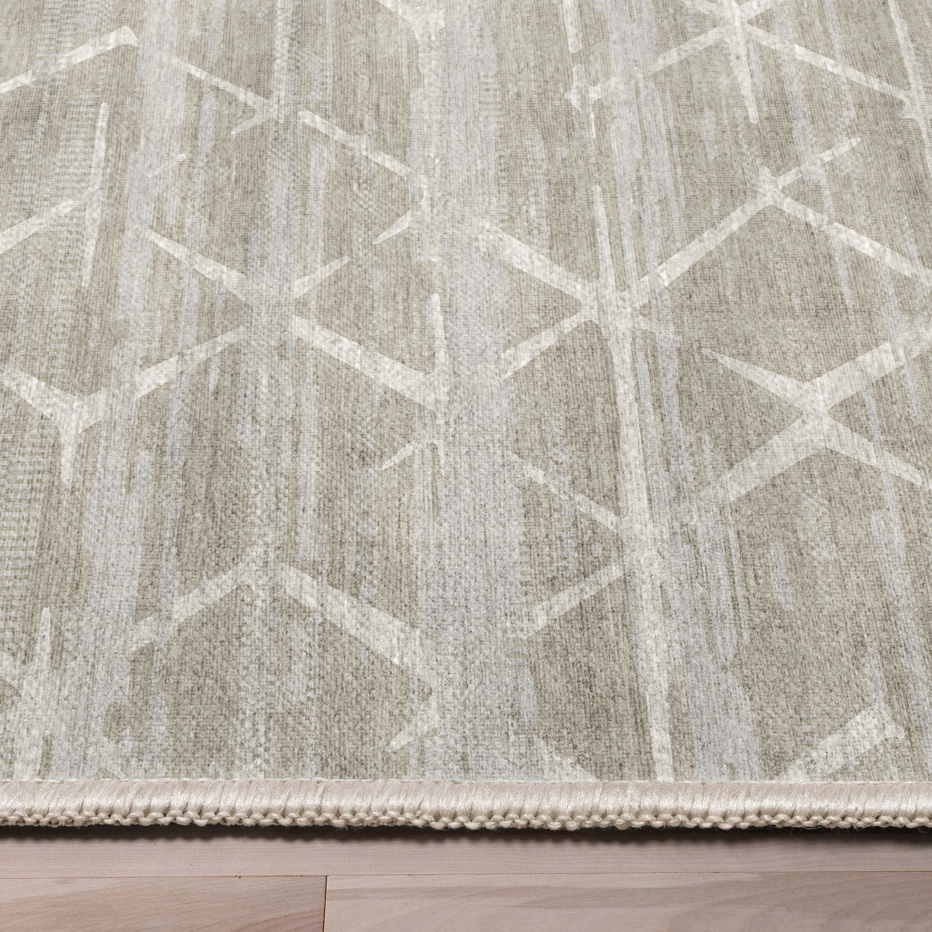 Well Woven Abstract Kintsugi Modern Geometric Flat-Weave Beige 5'3" x 7'3" Area Rug