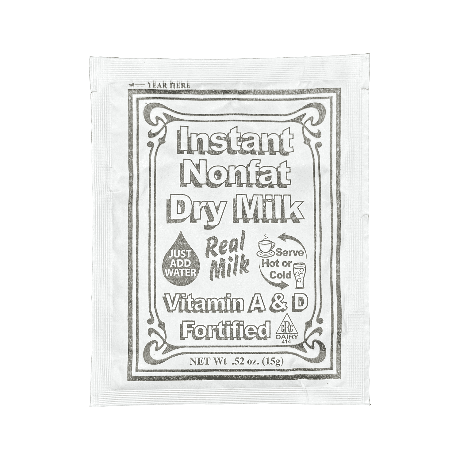 Non-Fat Dry Milk Instant Mix Packets – 15g Each, 100 Pack – Vitamin A & D Fortified, Shelf-Stable Powdered Milk