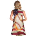 thumbnail image 2 of Bixox Robe Sans Manches à Imprimé Drapeau Ballon de Baseball pour Femmes avec Poches, Robe Décontractée Longueur Genou pour l'Été-3TG, 2 of 7