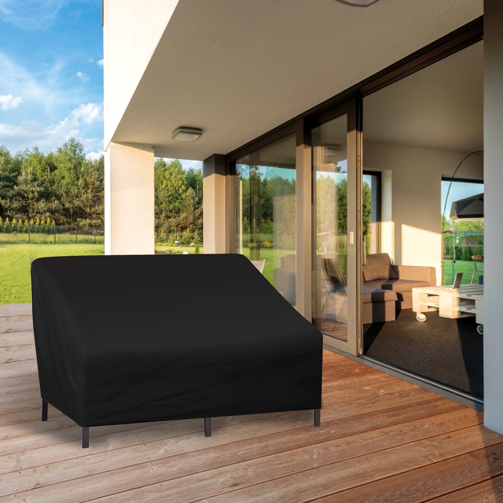 LEEYNEER Patio Loveseat Cover   Outdoor Furniture Chair Cover  Durable and Waterproof 420D Oxford Cloth Patio Sofa Cover  Black