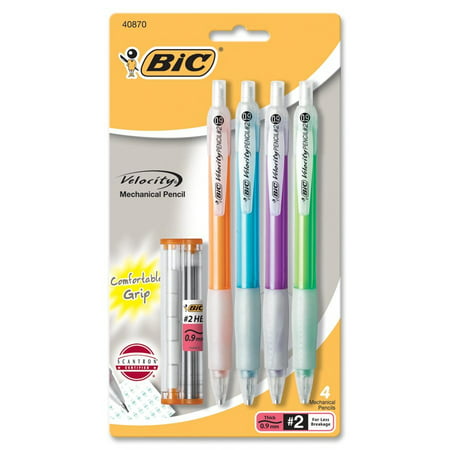 BIC Velocity Mechanical Pencil, 0.9mm, Black, 4-Pack