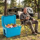 Barara King Large Insulated Hard Shell Ice Chest Cooler with Cup Holders Bottle Opener and Drain Plug for Outdoor Camping and Backyard Party, Blue