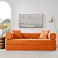 thumbnail image 4 of Jopath 78" Convertible Sofa Bed with Fixed-Shape Frame and Removable Armrests,Futon Boneless Couch Lounge Loveseat with 2 Pillows,Folding Mattress Couch for Living Room,No Assembly Needed,Orange, 4 of 10
