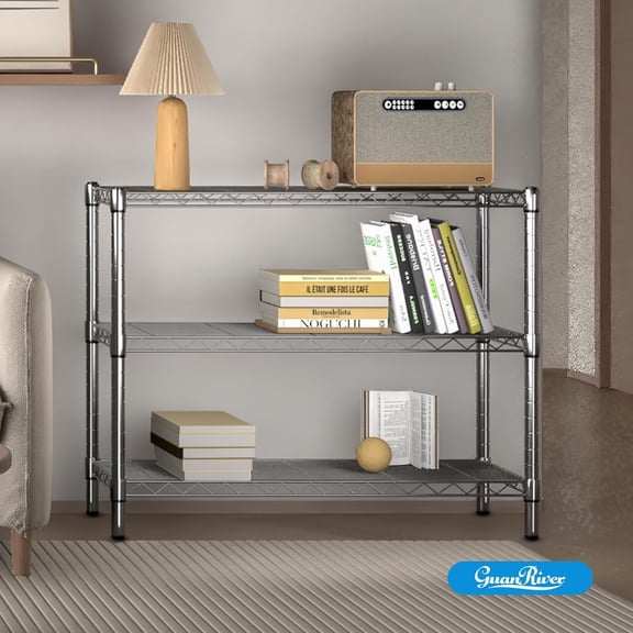 3-Shelf Metal Wire Shelving Storage Rack Chrome, 36" L x 14" W x 30" H