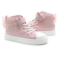 thumbnail image 6 of Toddler Sneakers for Girls Boys, Kids Canvas High Top Fashion Sparkle Sequins Bow Shoes Running Walking Casual Adjustable Strap Shoes, 6 of 7