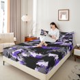 thumbnail image 4 of Manfei Graffiti Splash 4-Piece Full Size Sheets for Teens Female Men,Abstract Camouflage Bed Sheets,Black Purple Grey Lightweight Sheet Sets,Ultra Soft Home Decor, 4 of 7