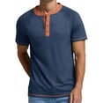 thumbnail image 4 of GENTS BLISS Henley Men Shirts Short Sleeve T shirts for Men Crew Neck Color Block Men Shirts, 4 of 6