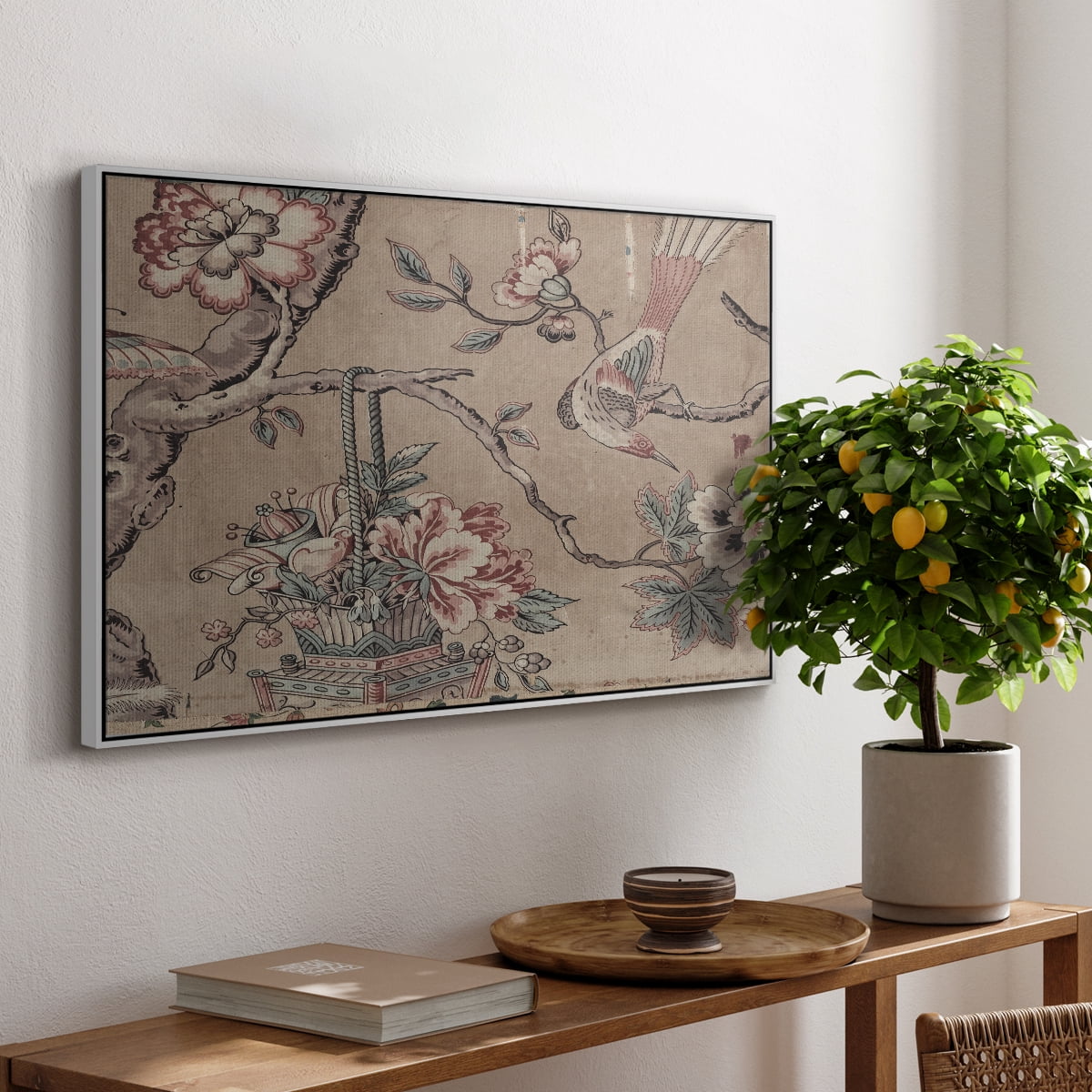 Vintage Abstract Print-XVIII Framed in White Wood Gallery Wrapped Canvas 17 in. x 25 in.