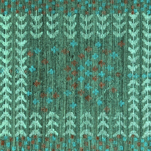 Ahgly Company Indoor Square Abstract Turquoise Blue Modern Area Rugs, 5' Square