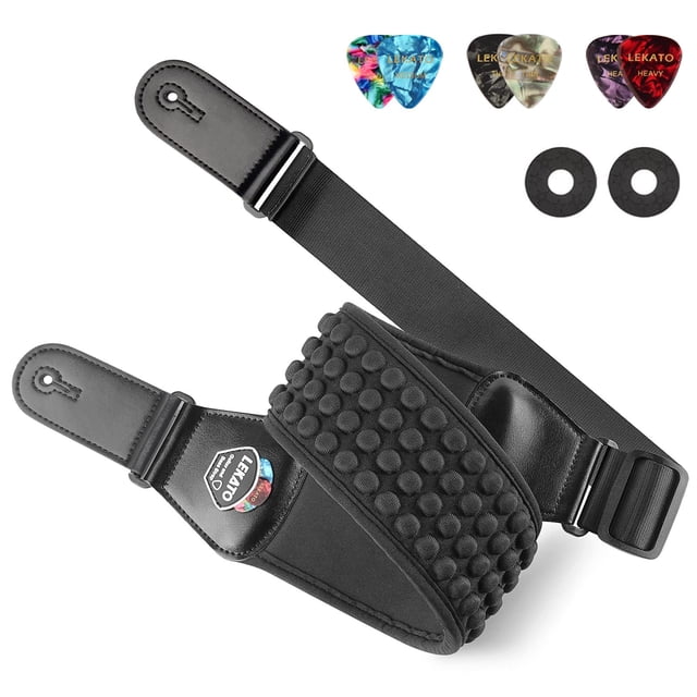 Correas de guitarra LEKATO para bajo eléctrico, color negro