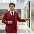 thumbnail image 2 of HBDesign Mens 3 Piece Suit Set Summer Lightweight Slim Fit Blazer Vest Pants Pinstripe for Business, 2 of 7