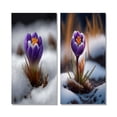 thumbnail image 2 of Designart "First Crocus of Spring Blooming I" Floral Crocus Wall Art Set Of 2 - Traditional Purple Canvas Set For Living Room Decor, 2 of 6