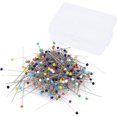 thumbnail image 2 of 1000 alfileres de costura, alfileres de cabeza esférica de vidrio multicolor de 1,5 pulgadas, alfileres de acolchado rectos, alfiler de dibujo con caja transparente para confección, joyería D, 2 of 5
