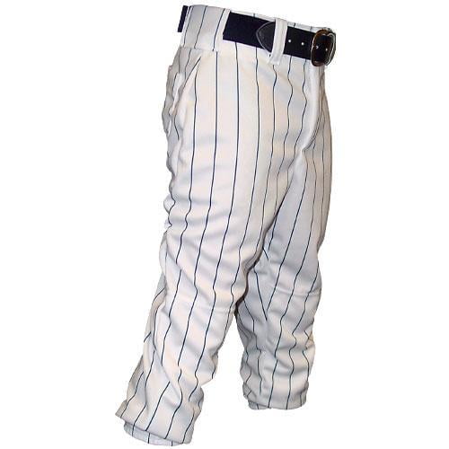 gray baseball pants with blue stripe
