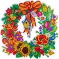 thumbnail image 2 of 5D DIY Diamond Wreath Wall Garland Christmas Flower Wreath Embroidery s Wreath for Home Decor naranja Macarena Kits de pintura de diamantes, 2 of 7