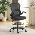 thumbnail image 4 of Zimtown Drafting Chair, Adjustable Tall Office Chair with Flip-up Armrests, Breathable Mesh Desk Chair with Lumbar Support and Footrest, Black, 4 of 8