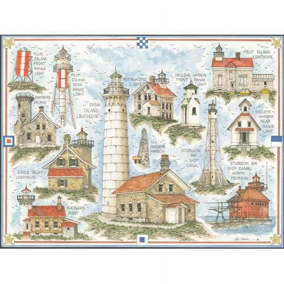 Heritage Puzzle Inc. Lighthouses of Door County, Wisconsin Jigsaw Puzzle (550-Piece)