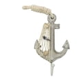 thumbnail image 3 of Handcrafted Model Ships Wooden Rustic Decorative Blue and White Anchor with Hook 7" - Nautical Decorati, 3 of 4