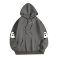thumbnail image 4 of Kopltyrfg Oversized Hoodie for Women Trendy Hoodies Spooky Season Sweatshirt with Pocket Fleece Ghost Pullover Fashion Casual Tops Dark Gray XL, 4 of 5