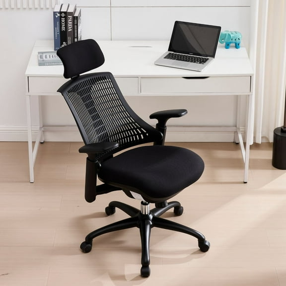 Dayalane Mesh Ergonomic Office Chair with Adjustable Headrest & Armrests, 105° to 127° Tilt Lock and Lumbar Support Task Chair, Thick Cushion Comfortable Desk Chairs for Home Office Gaming, Black